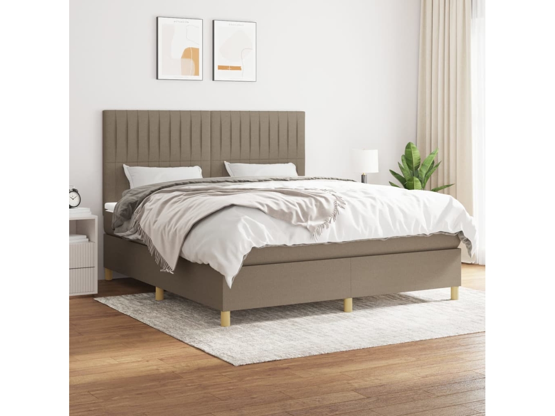 Vidaxl Cama com Molas/colchão 160x200 Cm Tecido Castanho acinzentado