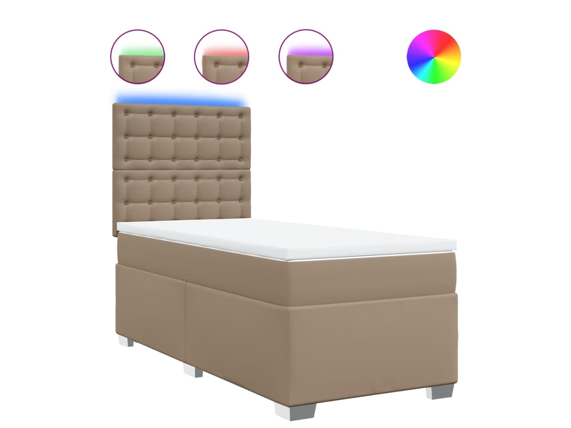 Cama com Molas Couro Artificial Cappuccino MAISON EXCLUSIVE 80x200 cm