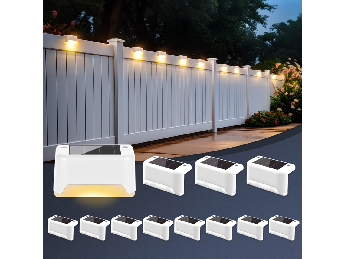 Kit com 12 Luminárias Solares para Escadas, Impermeáveis AQUAFORGE