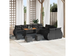 Vidaxl Conjunto De Sofá De Jardim 14 Unid. Preto Vime Pe