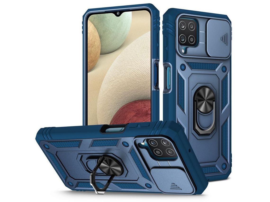 Capa e Tpu com Suporte e Suporte de Cartão Azul para Samsung Galaxy A12