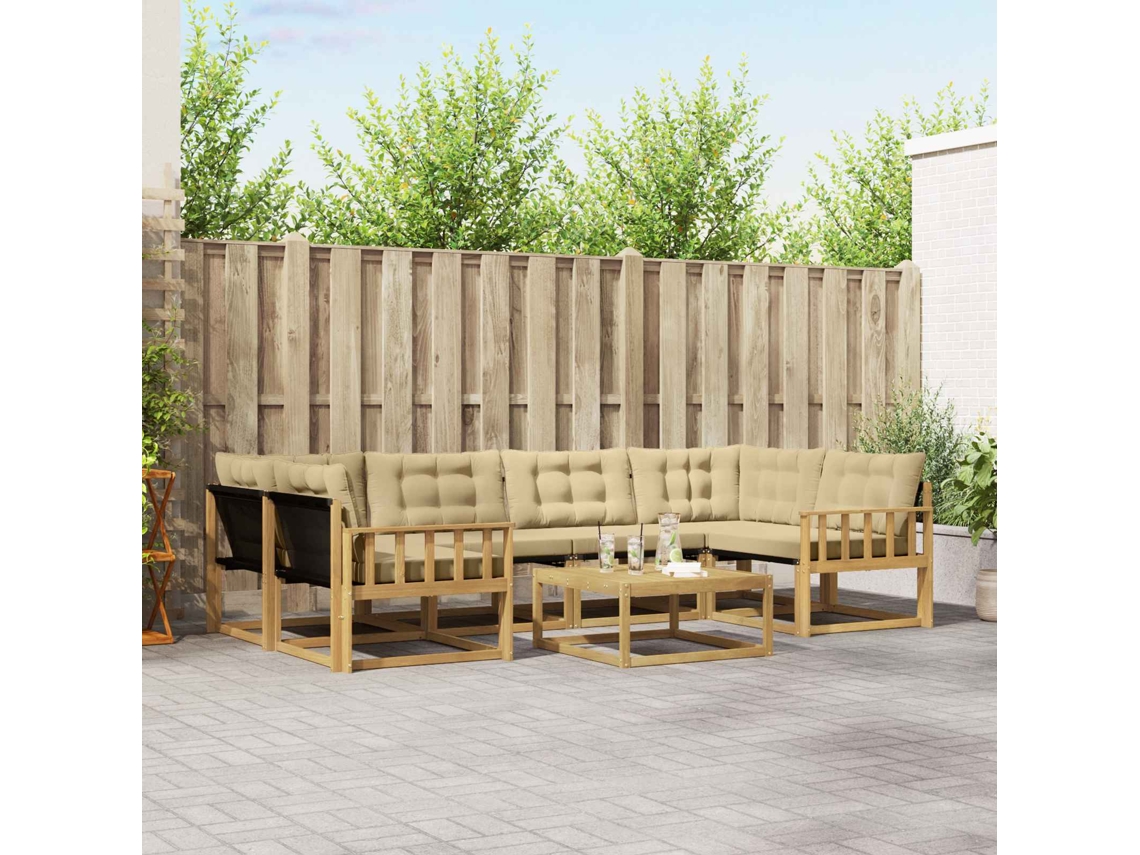 Vidaxl Conjunto De Sofás Para Exterior 7 Unid. Branco E Bege