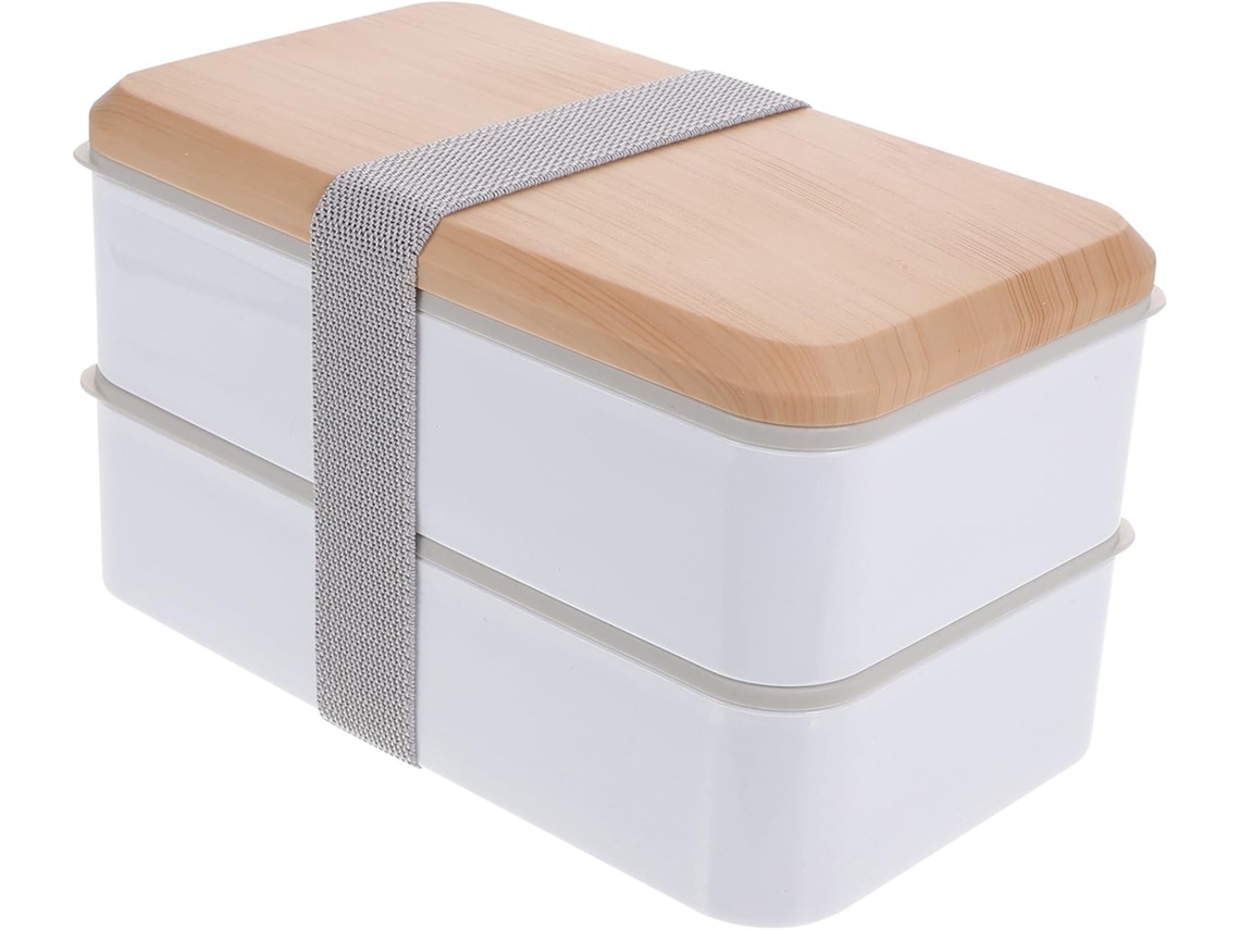 Lancheira Bento Portátil De Camada Dupla, Feita Em Material Pp Com Compartimentos Herméticos Para Manter Os Alimentos