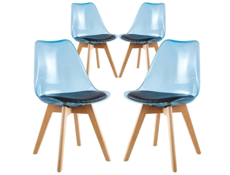 WEHOME Cadeiras de Jantar Transparentes de Design Azul Linda