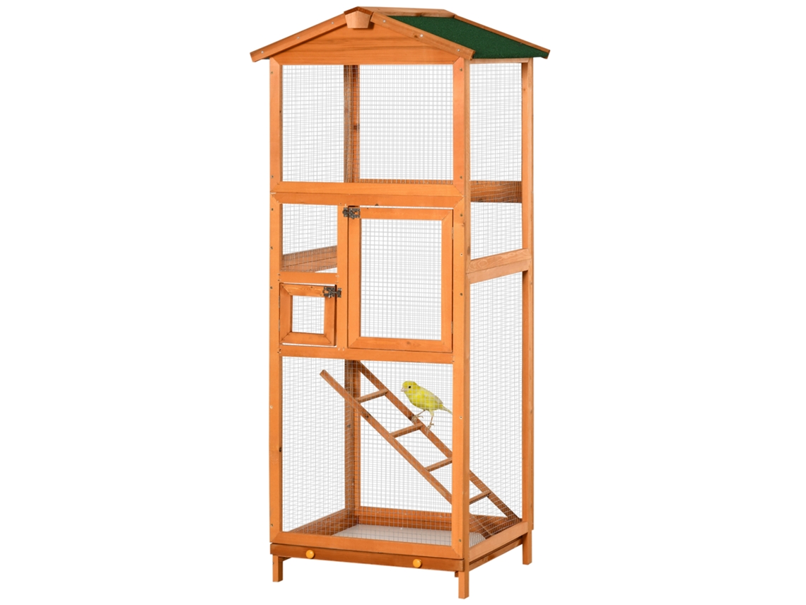 Gaiola de madeira para pássaros 68x63x165cm S/MARCA