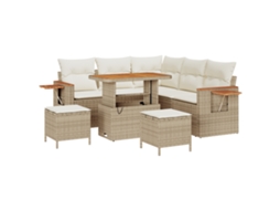 Conjunto 8 Conjunto De Sofá De Jardim Vidaxl Bege Vime Pe (90 X 55 X 71 Cm)