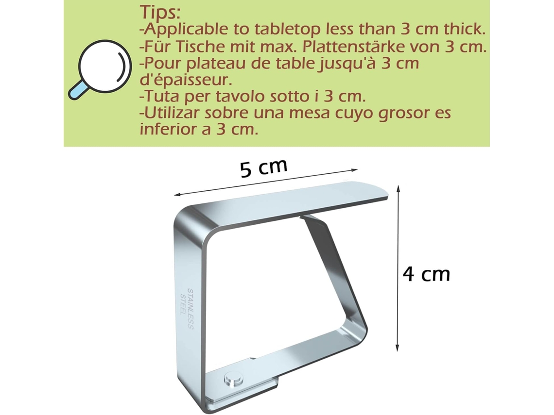 Lurelia Prendedores Toalha Mesa Aço Inoxidável 4cm X 8 Peças Piqueniques Festas