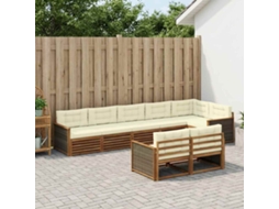 Vidaxl Conjunto De Sofás Para Exterior 8 Pcs Natural E Creme