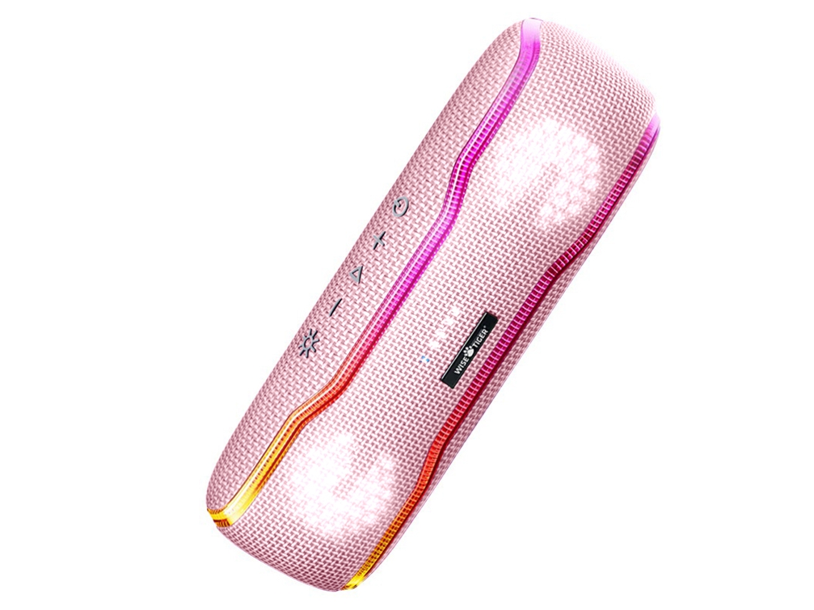 Caixa de Som MDUG portátil à prova d'água IPX7 com luz estéreo (rosa)