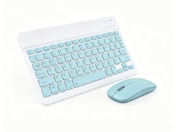 Kit Teclado Bluetooth recarregável 10 polegadas verde + Mouse duplo modo verde para iPad, celular e tablet YANYXR