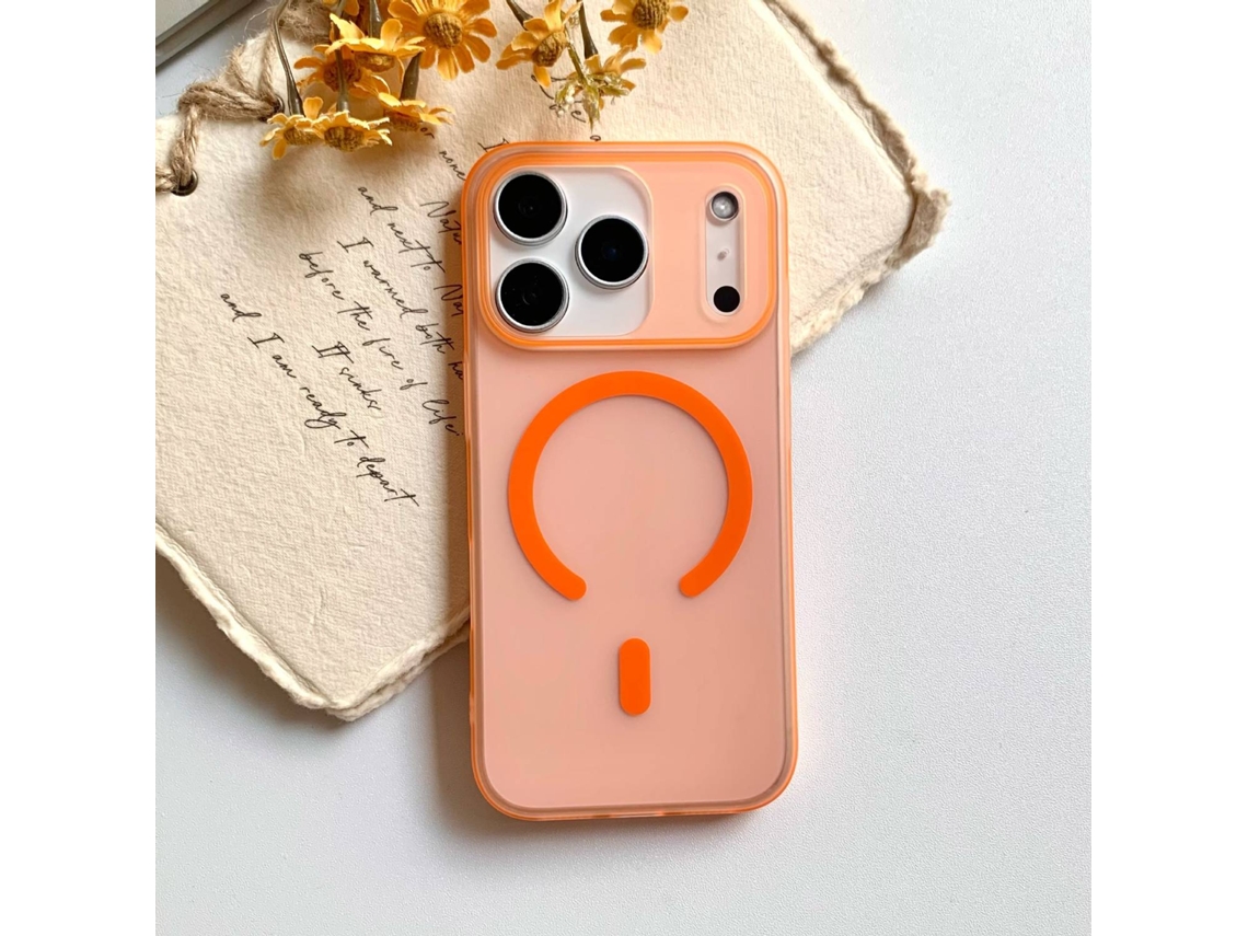 Capa Para Iphone 17 Pro Max Laranja Estrelada Ultrafina Magnética Com Toque Fosco