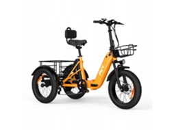 Triciclo Elétrico Urbano Dobrável PVY F20, 1000w 48v 21ah, Autonomia Máxima de 80km, Pneus Largos de 20'', Laranja