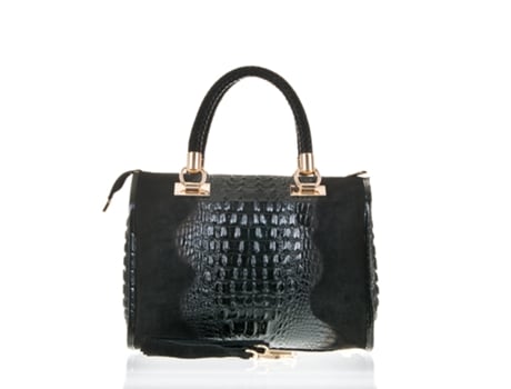 Bolsa De Mulher Firenze Artegiani Anacapri Gravura Crocodilo Genuíno Feita Preto (22)