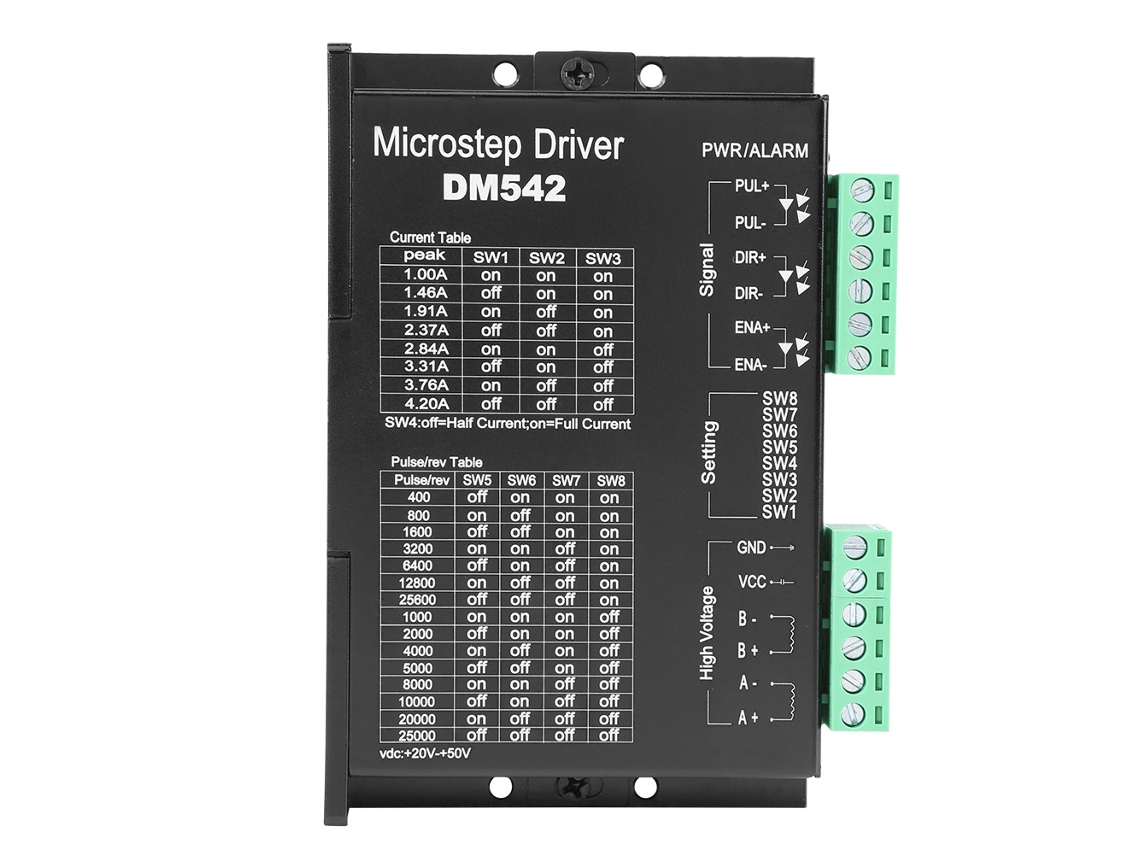 Driver De Motor De Passo Dm542 Para Motores De 2 E 4 Fases Com Alimentação Dc 24v~50v