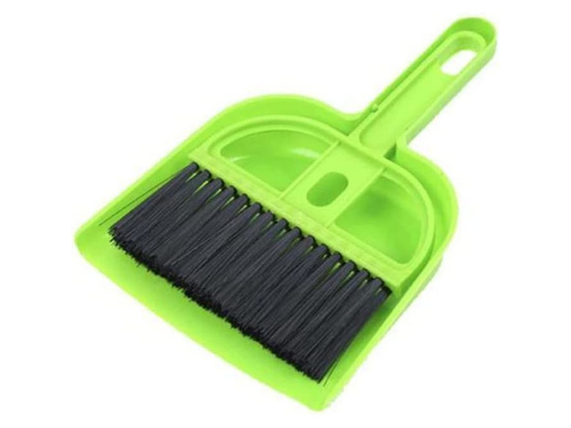 Yuru conjunto de Peneira e Vassoura Mini Multifuncional, Ferramentas de Limpeza Pequenas, Portátil para Lar, Cozinha, Teclado, Carros, Verde