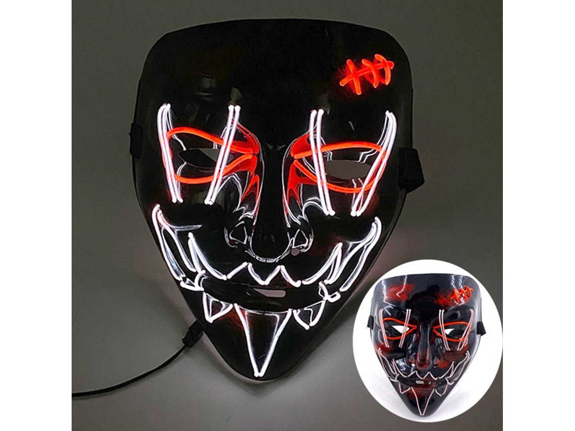 Máscara De Purga De Led Neon Para Halloween, Máscaras Para Festa De Máscaras, Luz Que Brilha No Escuro, Máscaras Engraçadas, Acessórios Para Fantasias