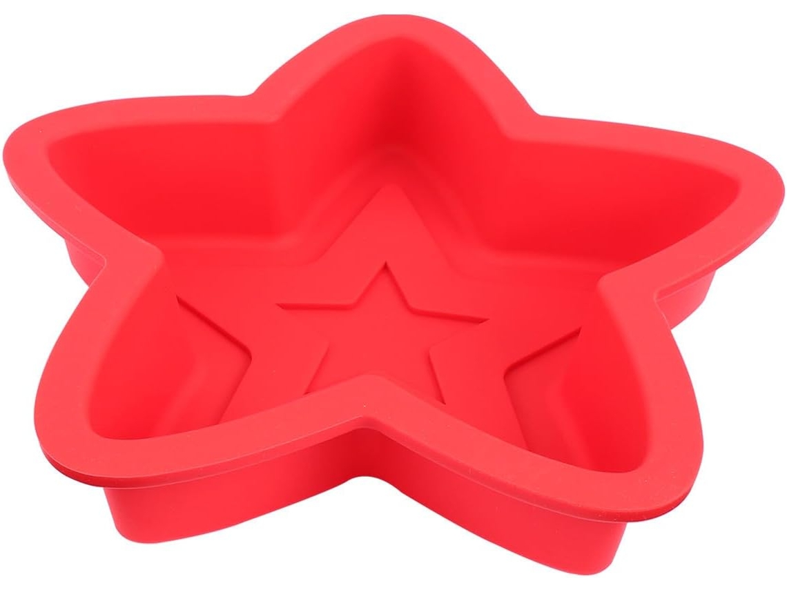 Forma De Silicone Flexível Vermelha Para Bolos, Fácil De Limpar.