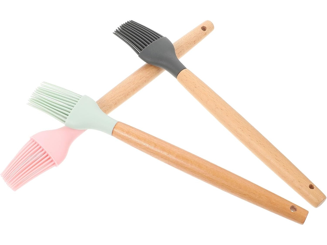 Conjunto De 3 Pincéis De Silicone Leves Para Churrasco Com Cabos