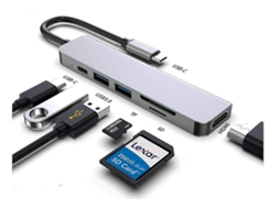 Usb C Hub Best Caple 6 Em 1, 40gbs Thunderbolt 3 Pass Through, 87w Carregamento, Hdmi 4k, 2 Usb 3.0, Leitor Sd/tf Cinza Bestvite
