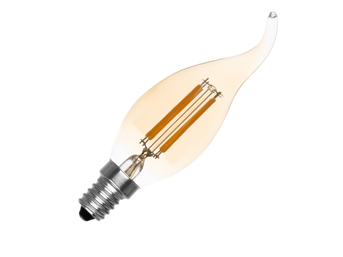 Lâmpada Filamento de Led E14 4w 470lm Regulável T35 de Ouro, Nenhuma Cintilação 2700k Branco Quente Ledkia