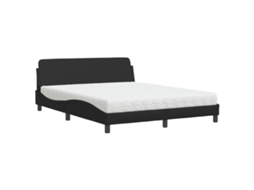 Bed, Beds Vidaxl Preto Couro Artificial (160 X 200 Cm)