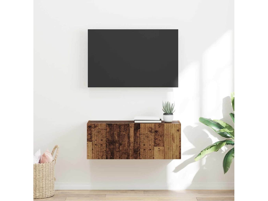 Vidaxl Armário De Tv De Parede 78,5 X 31 X 29,5 Cm Madeira Antiga