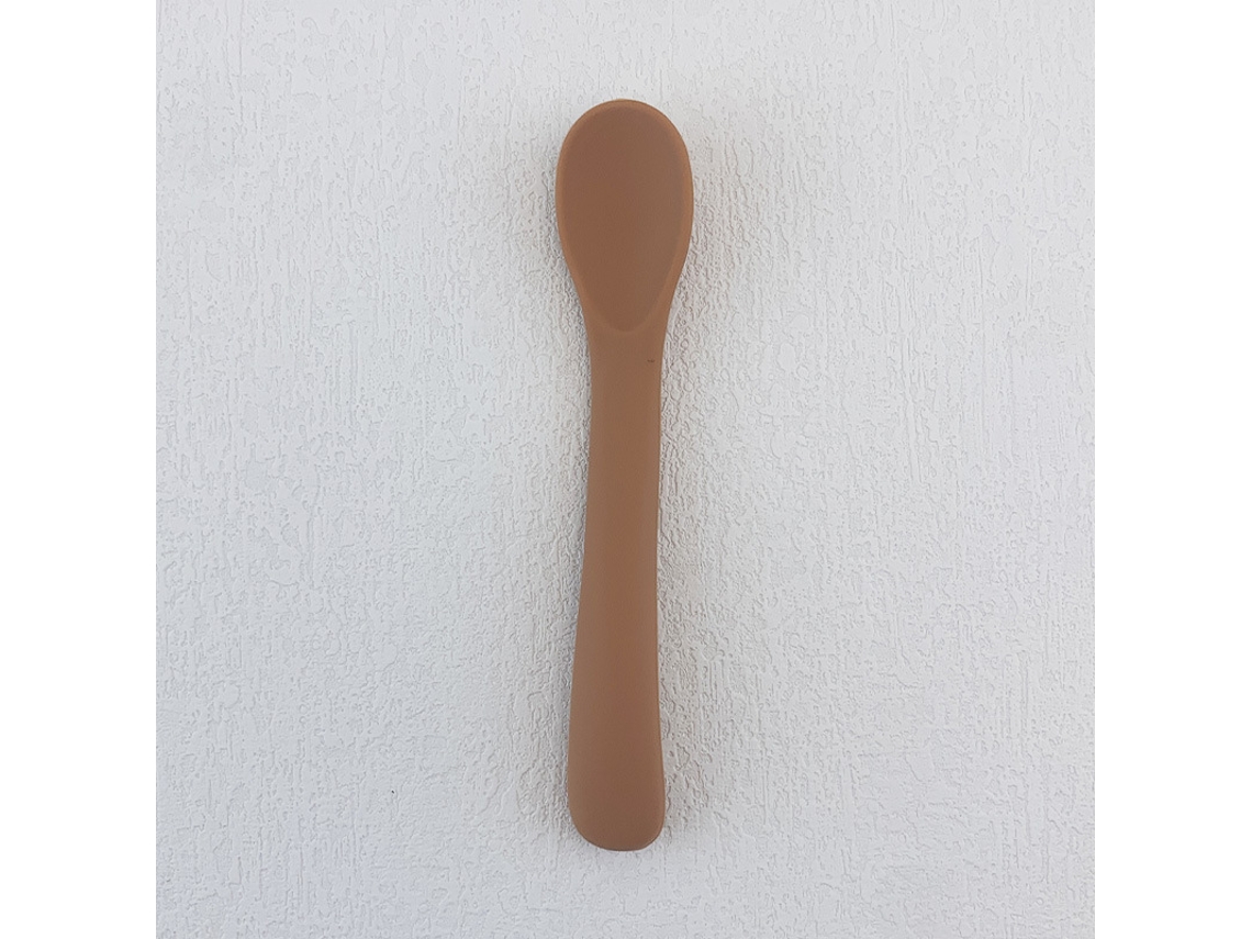 Colher de Silicone com Cabo Longo, Livre de Bpa, Ideal para Alimentação Infantil. MDUG (laranja)