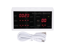Lurelia Medidor De Qualidade Do Ar 5 Em 1 Pm2,5/hcho/tvoc/co2/co, Bateria 850 Mah Usb