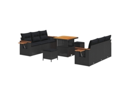 Maison Exclusive - Conjunto De Sofá De Jardim Com Almofada 11 Pcs Preto Vime Pe