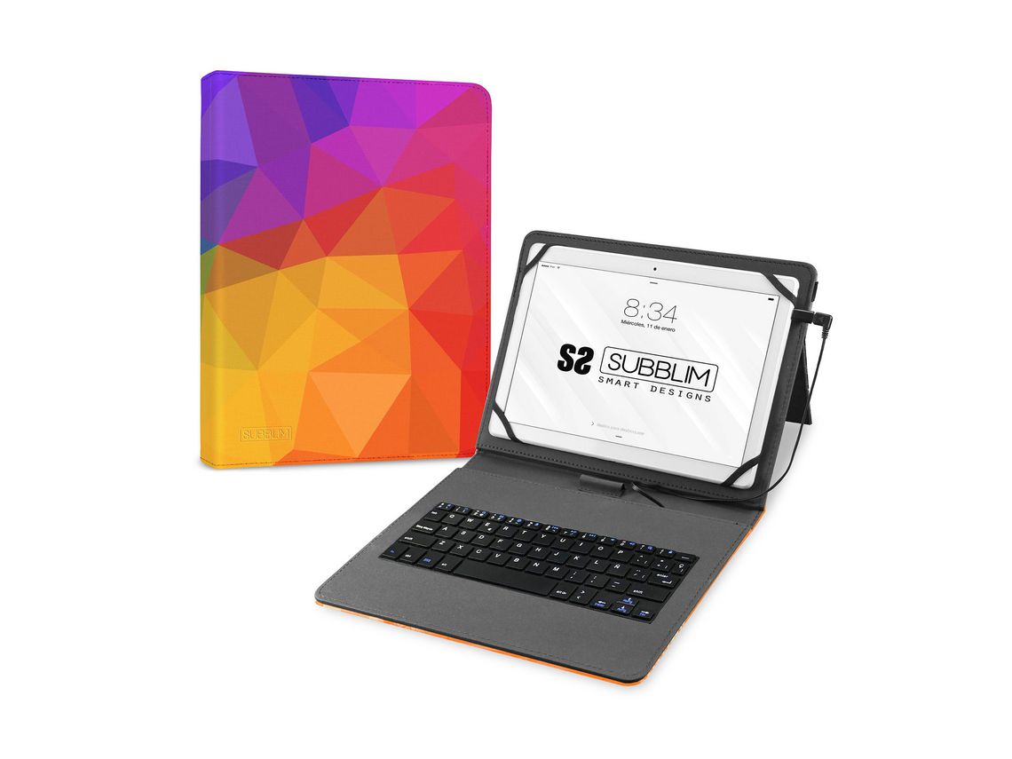 Capa com Teclado SUBBLIM Micro USB – Type C KEYTAB USB 11 Triângulos