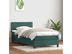Vidaxl Cama Com Molas/colchão Verde-escuro 80x220 Cm Veludo