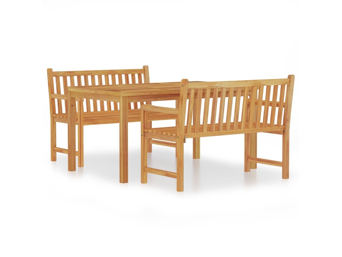 Conjunto de 3 Jantar para Jardim Madeira de Teca Maciça MAISON EXCLUSIVE (90x200 cm)