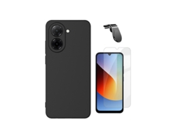 Kit Vidro Clearglass Capa Silicone Líquido Suporte L Phonecare Para Xiaomi Redmi A7 4g - Preto