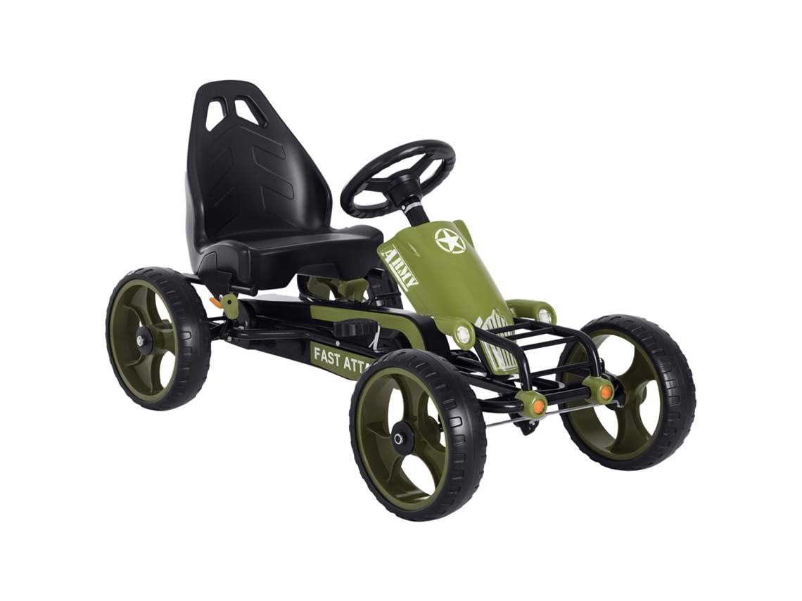 Carrinho De Pedal Infantil Freio Embreagem Assento Ajustável Verde