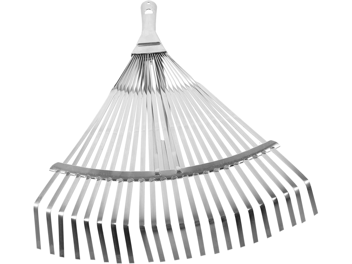 Ancinho De Folhas Extensível, Leve E Multifuncional, Em Aço Inoxidável Prateado.