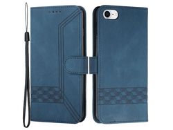 Capa PU padrão à prova de choque, losango e linhas azul para iPhone 6/7/8/SE (2nd Gen)