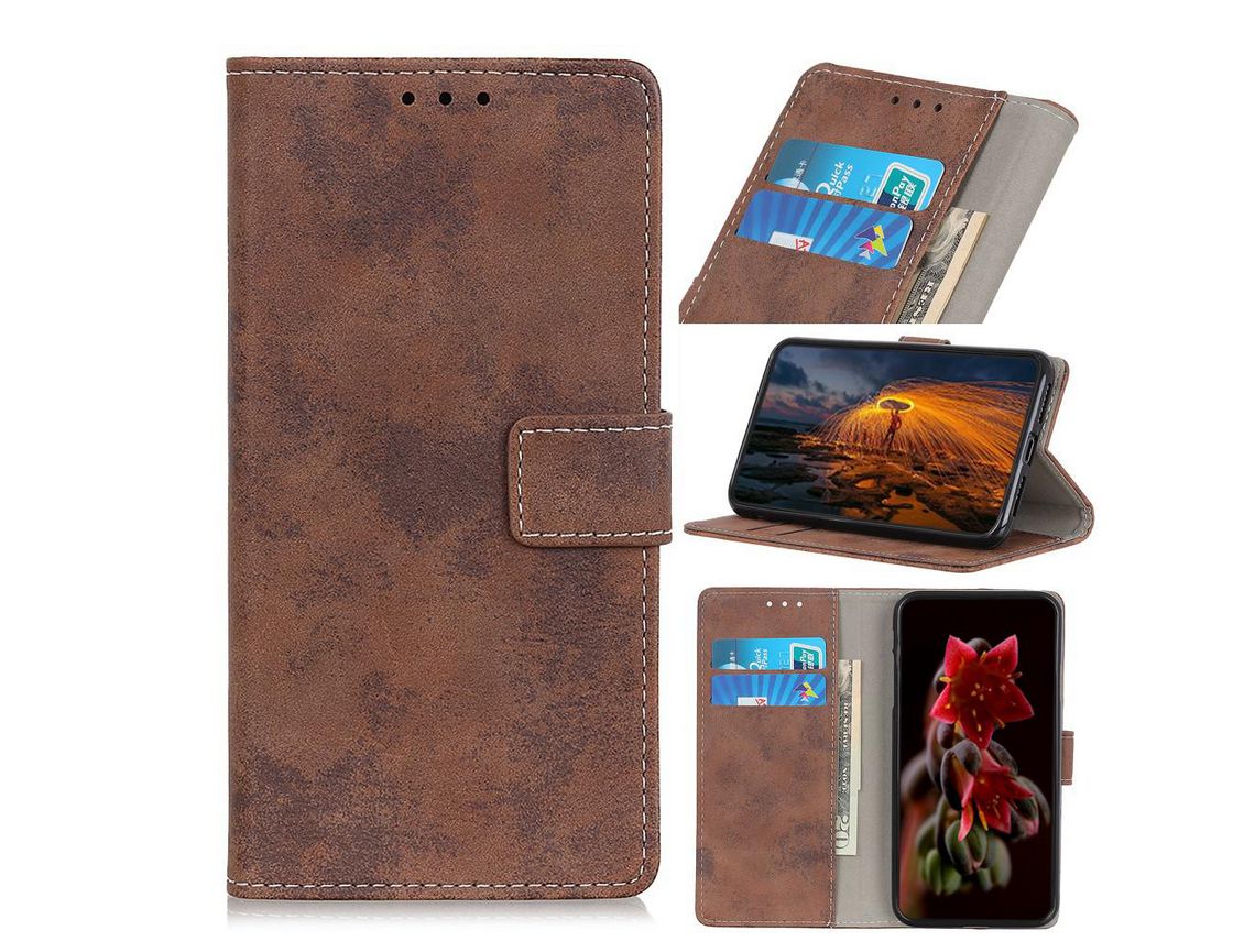 Capa PU estilo vintage café para Apple iPhone 6.5 (2019)