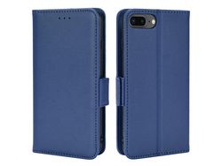 Capa PU textura de lichia azul escuro para iPhone 6 Plus/6s Plus/7 Plus/8 Plus 5.5 inch