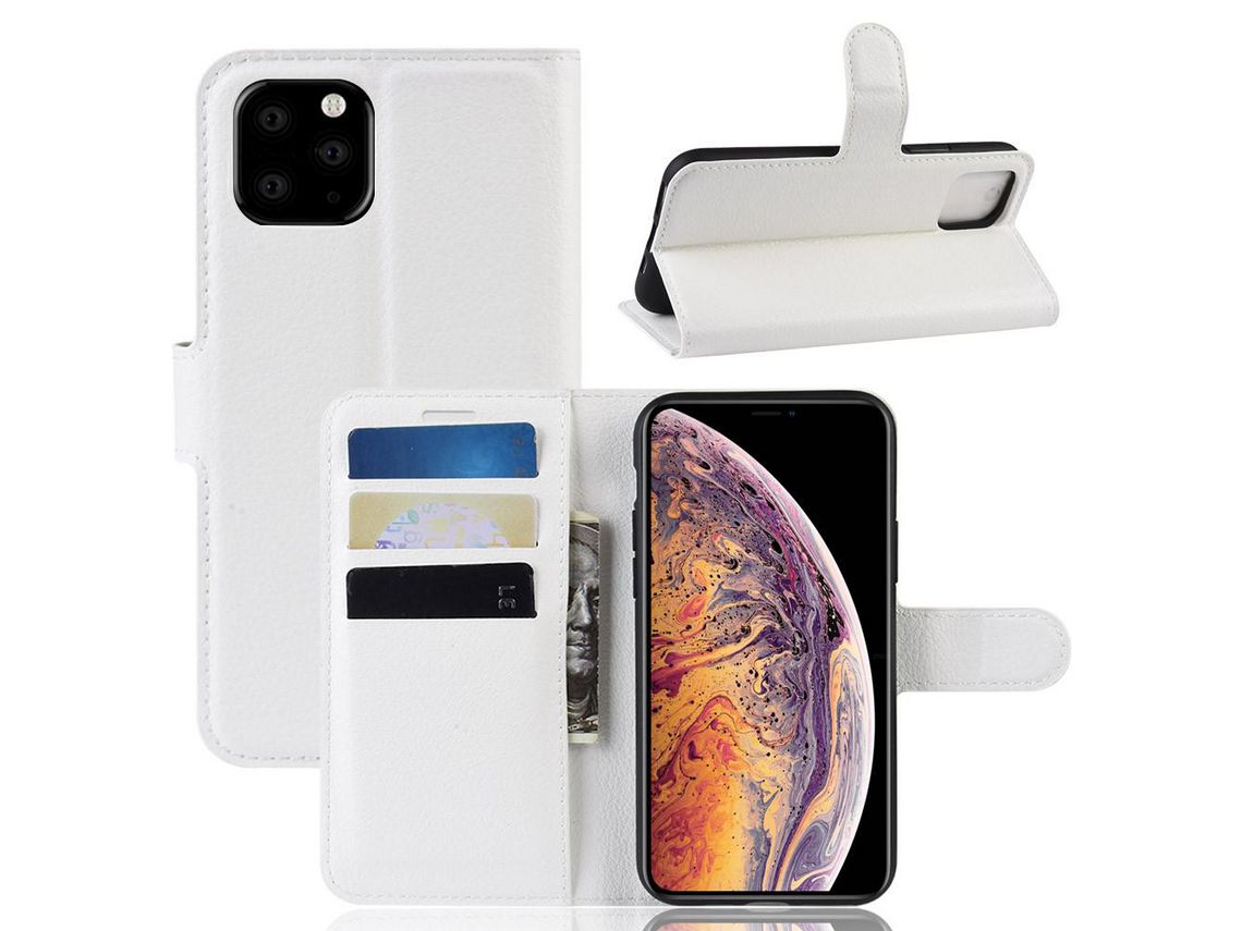 Capa PU branco com apoio para Apple iPhone 6.5 (2019)