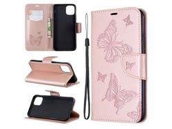 Capa PU borboleta ouro rosa para Apple iPhone 6.5 (2019)