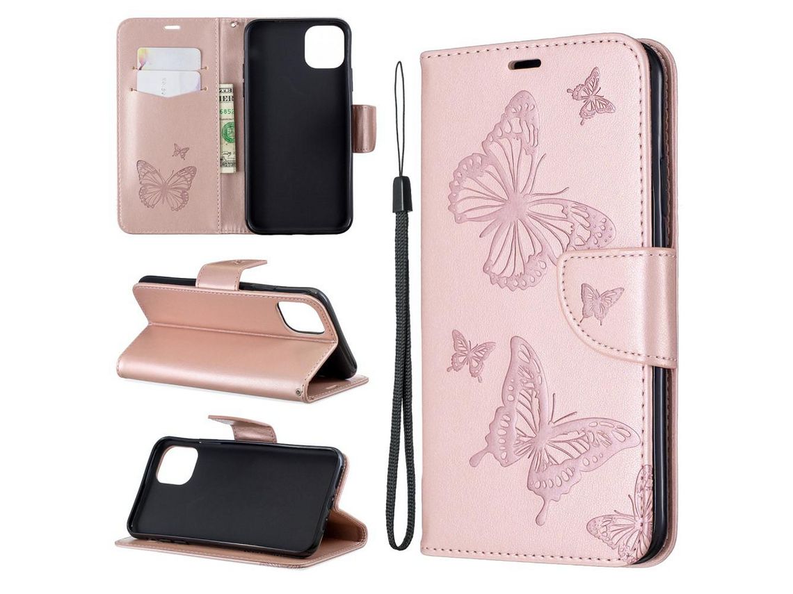 Capa PU borboleta ouro rosa para Apple iPhone 6.5 (2019)