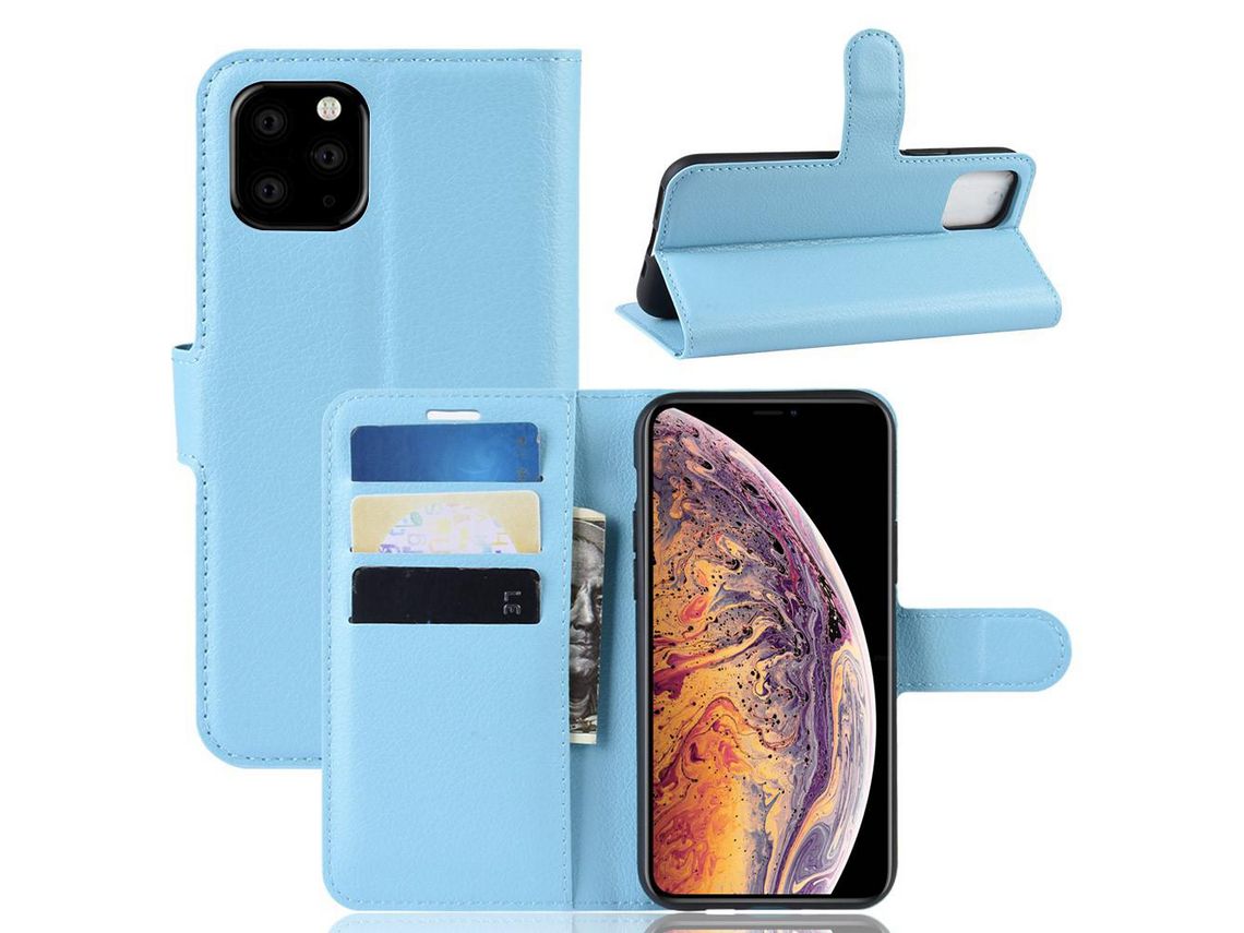 Capa PU azul claro com apoio para Apple iPhone 6.5 (2019)