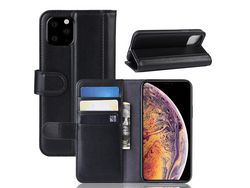 Capa de couro genuíno preto para Apple iPhone 6.5 (2019)