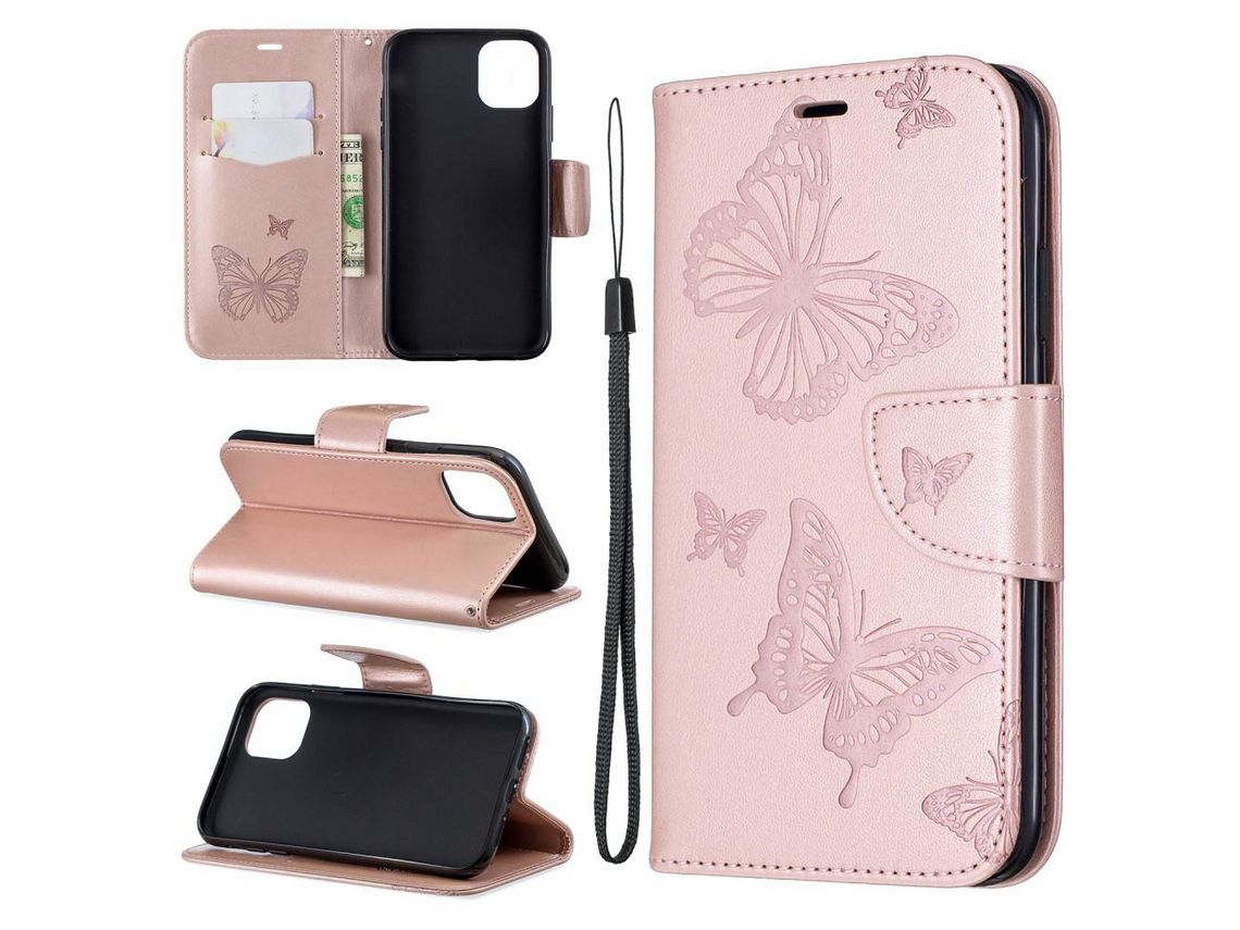 Capa PU borboleta ouro rosa para Apple iPhone 6.1 (2019)