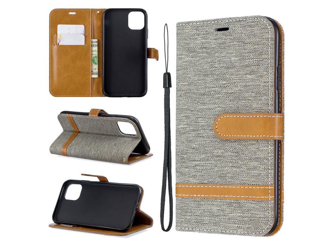 Capa PU pano de brim cinza para Apple iPhone 6.1 (2019)
