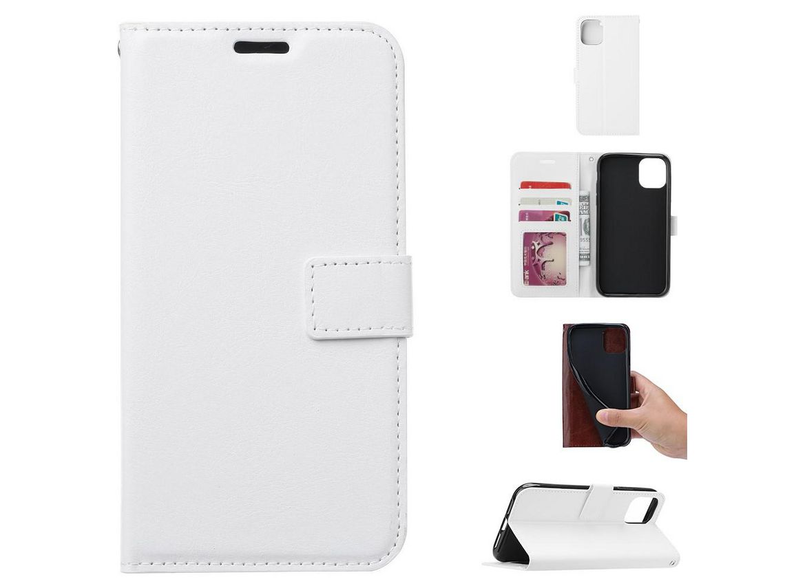 Capa PU cavalo Maluco branco para Apple iPhone 12 5.4