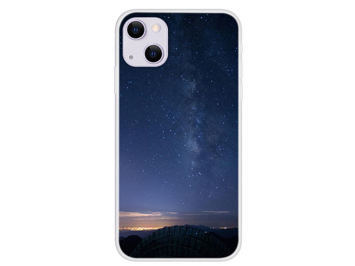 Capa TPU espaço cósmico, queda, estrelas para iPhone 13 6.1