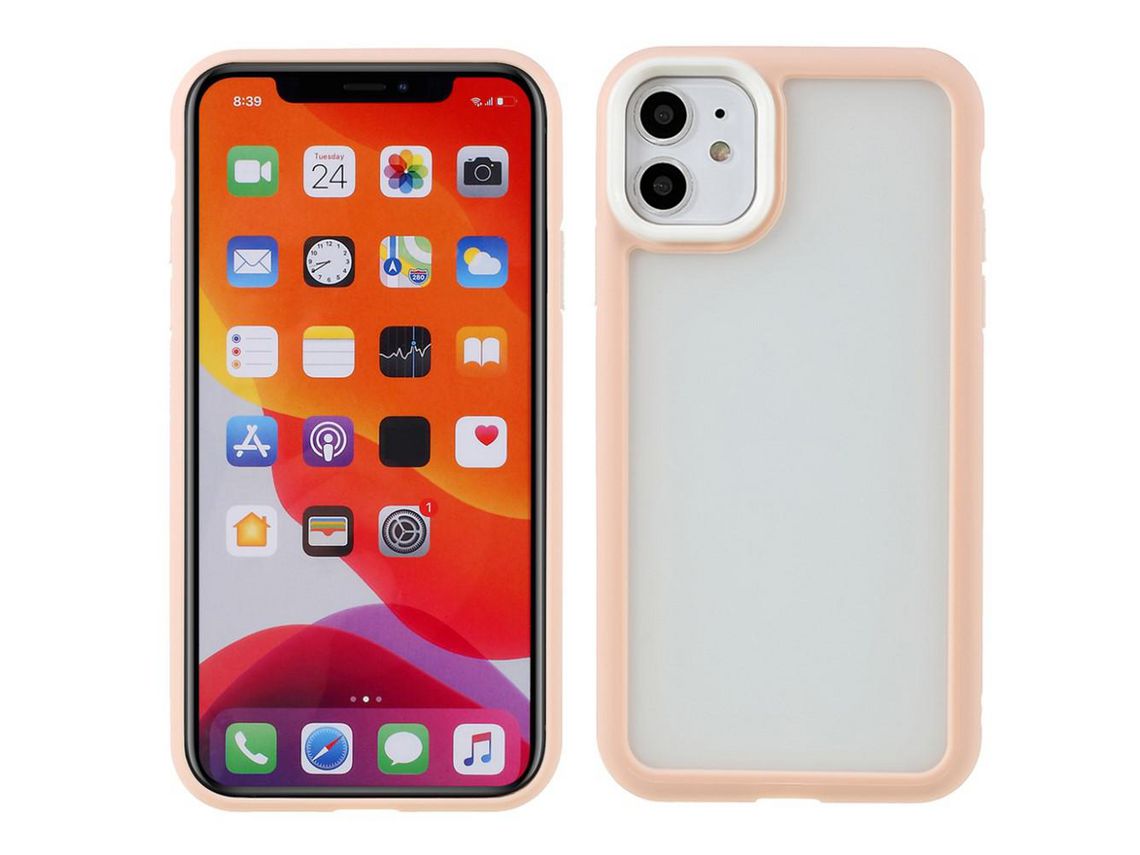 Capa TPU + acrílico casaco duplo rosa fosco para iPhone 11 6.1
