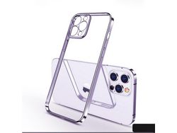 Capa TPU abertura ultrafina e precisa do orifício transparente com estrutura de galvanoplastia roxo para Apple iPhone 11 6.1
