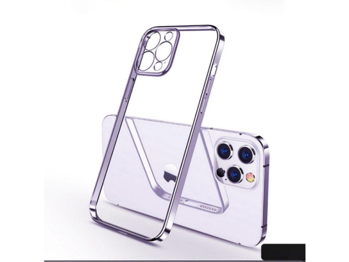 Capa TPU abertura ultrafina e precisa do orifício transparente com estrutura de galvanoplastia roxo para Apple iPhone 11 6.1